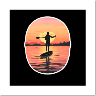 Paddleboarder Embracing the Warmth of Sunset Posters and Art